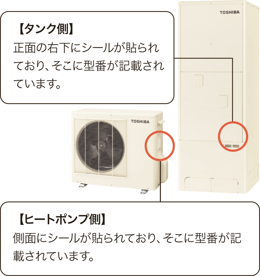 東芝機種の型番記載場所