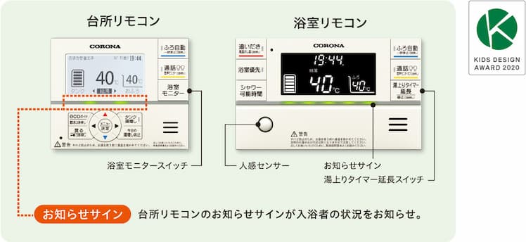 コロナエコキュート「台所リモコン」